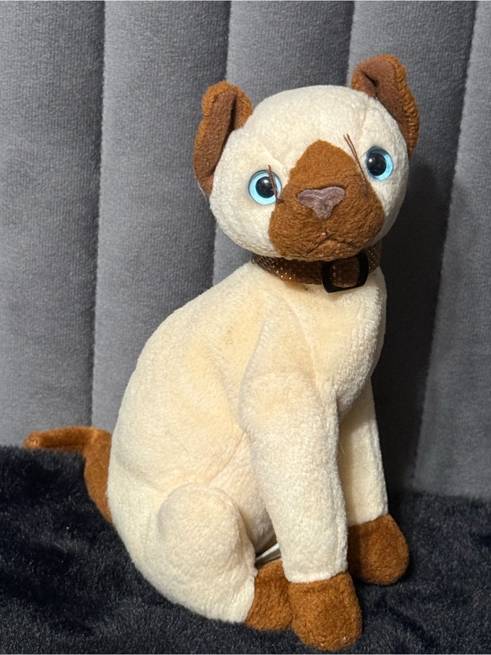 Ty Classics Siamese Cat Plush 2001 Blue Eyes Brown Collar Stuffed Animal Toy
